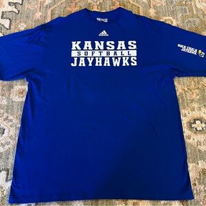 Kansas Jayhawks Adidas Softball Shirt Size XXL‎ Color Blue